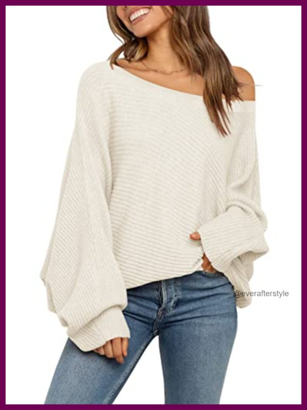 Women Oversized Off Shoulder Sweater Long Sleeve Pullover